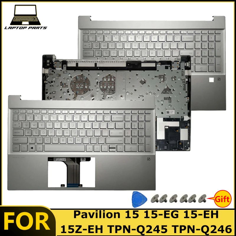 New For Pavilion 15 15-EG 15-EH 15Z-EH TPN-Q245 TPN-Q246 Palmrest with Keyboard fingerprint/with backlit keyboard C keyboard