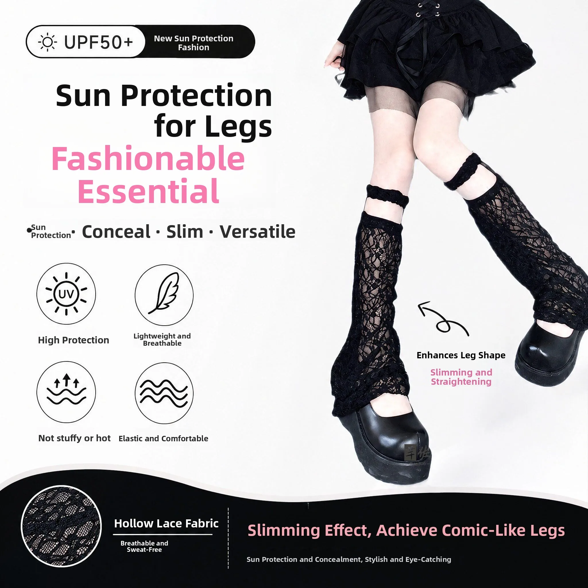 Sun Protection Leg Coverings Thin Lace Trim Summer Anti-Mosquito Women's Leggings Pants Sleeves Free Breatheable Comfortable