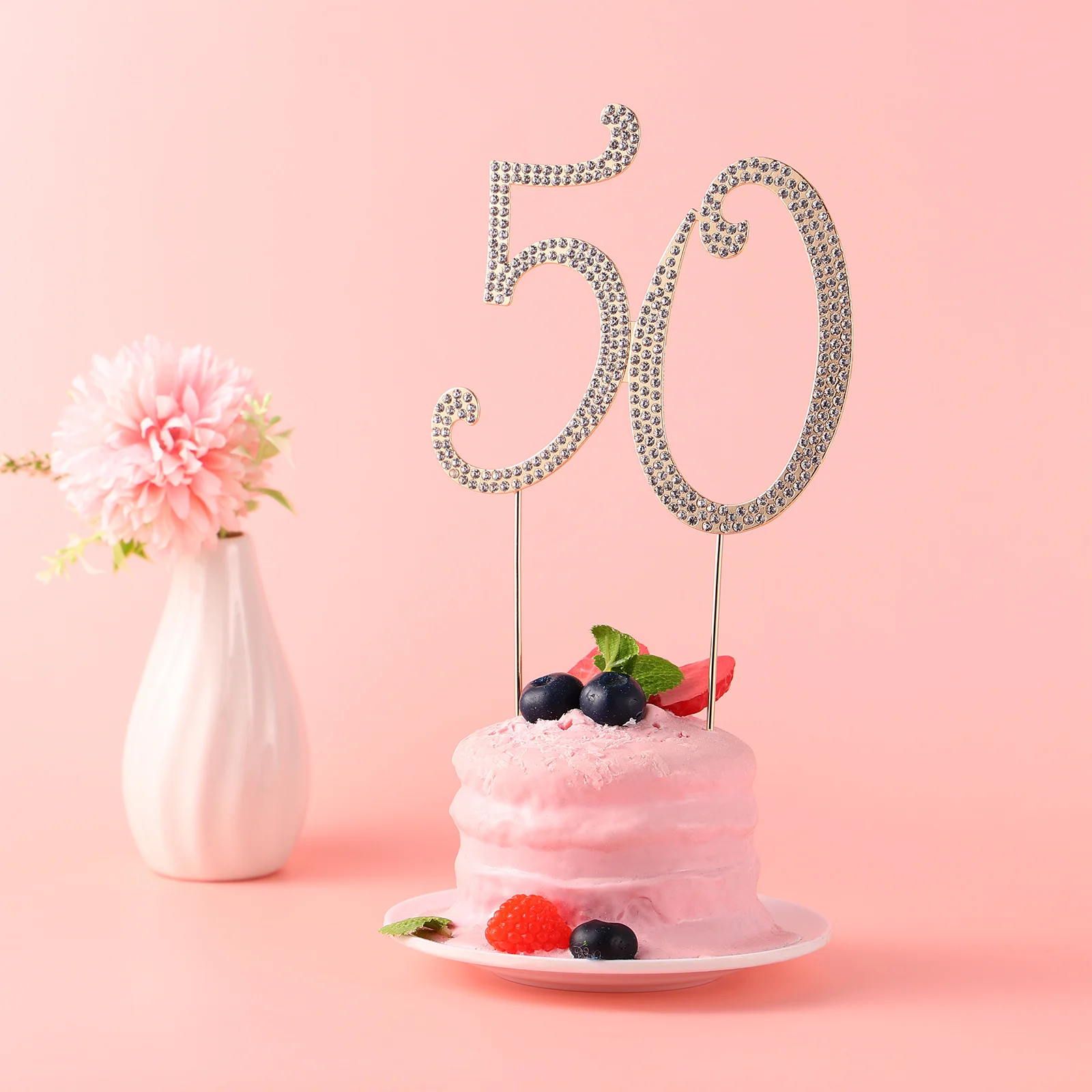 

Toddmomy 50th Birthday Cake Topper Rhinestone 50 Anniversary Crystal Decoration Party Supplies