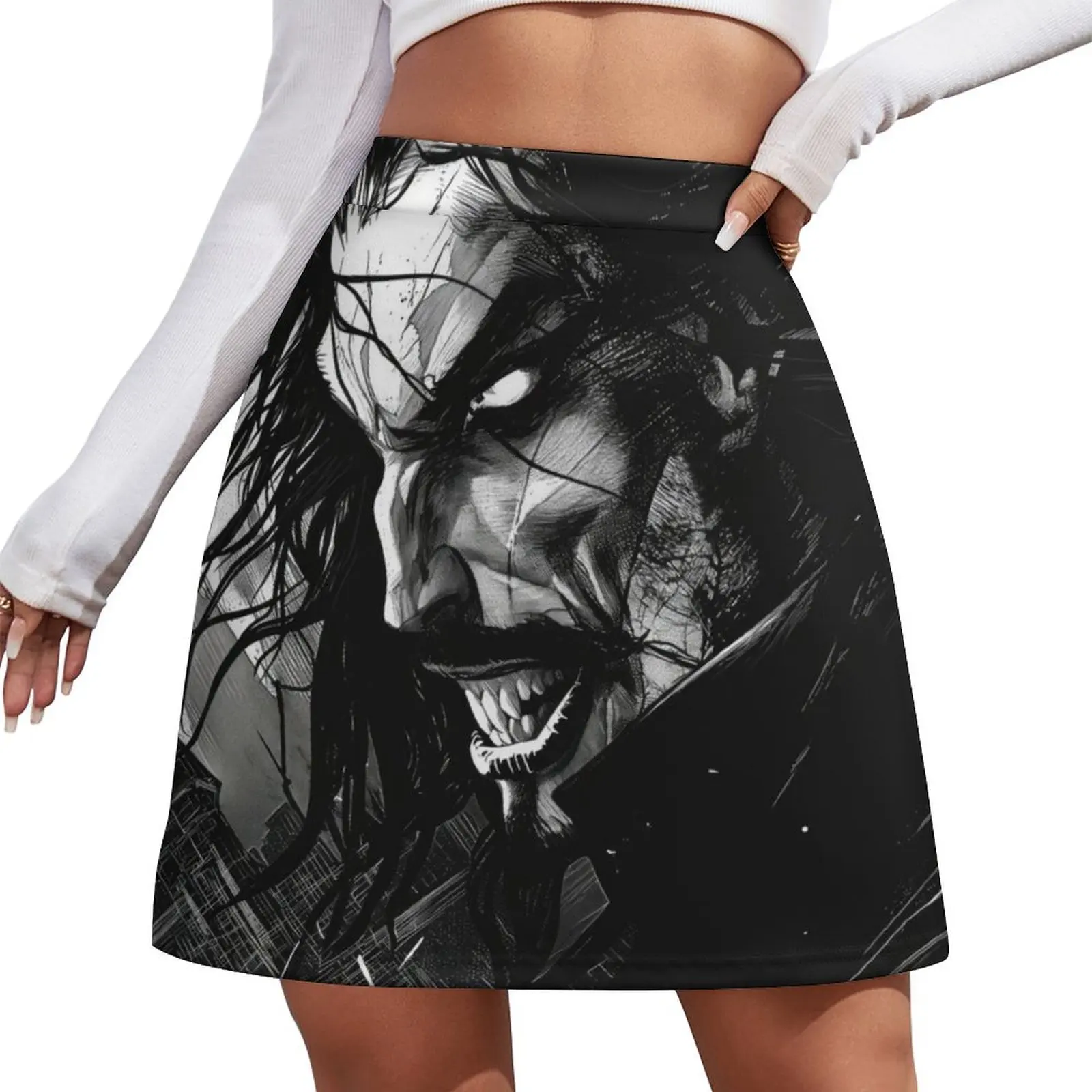 Minifalda minimalista en blanco y negro con diseño de Drácula de la serie de televisión Castlevania, ropa elegante para mujer
