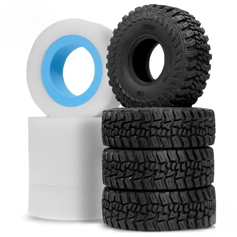 4 SZT. Opony do Crawlerów 1.9'' + Dwustopniowe Wkładki z Pianki EVA - do 1/10 RC Crawlerów TRX4/TRX6, Axial SCX10 GEN7/8 (90046) - Zestaw Tuningowy