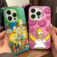 Funny Cartoon The Simpson Phone Case For Apple iPhone 15 14 13 12 11 Pro MAX XR Colored Silver Plated Inside Cover