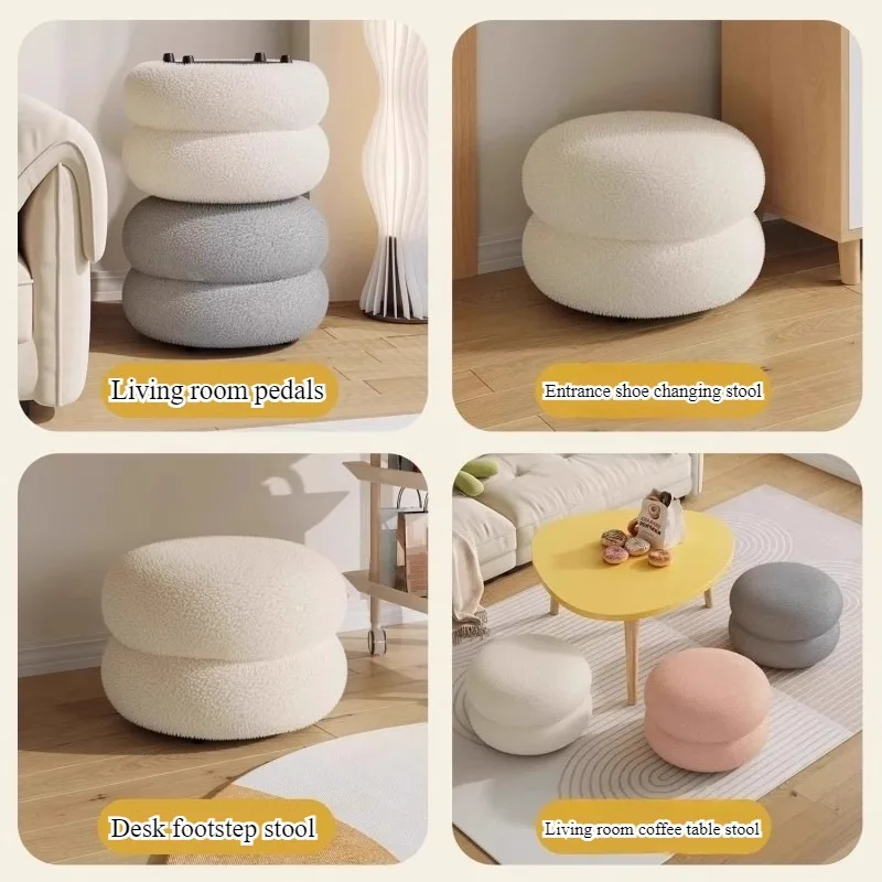 Kleiner Hocker, Hocker für den Hausgebrauch, Fußhocker, niedriger Hocker für das Wohnzimmer, Hocker für das Sofa, Sitzkissen aus Wolle, Hocker zum Ziehen von Schuhen.