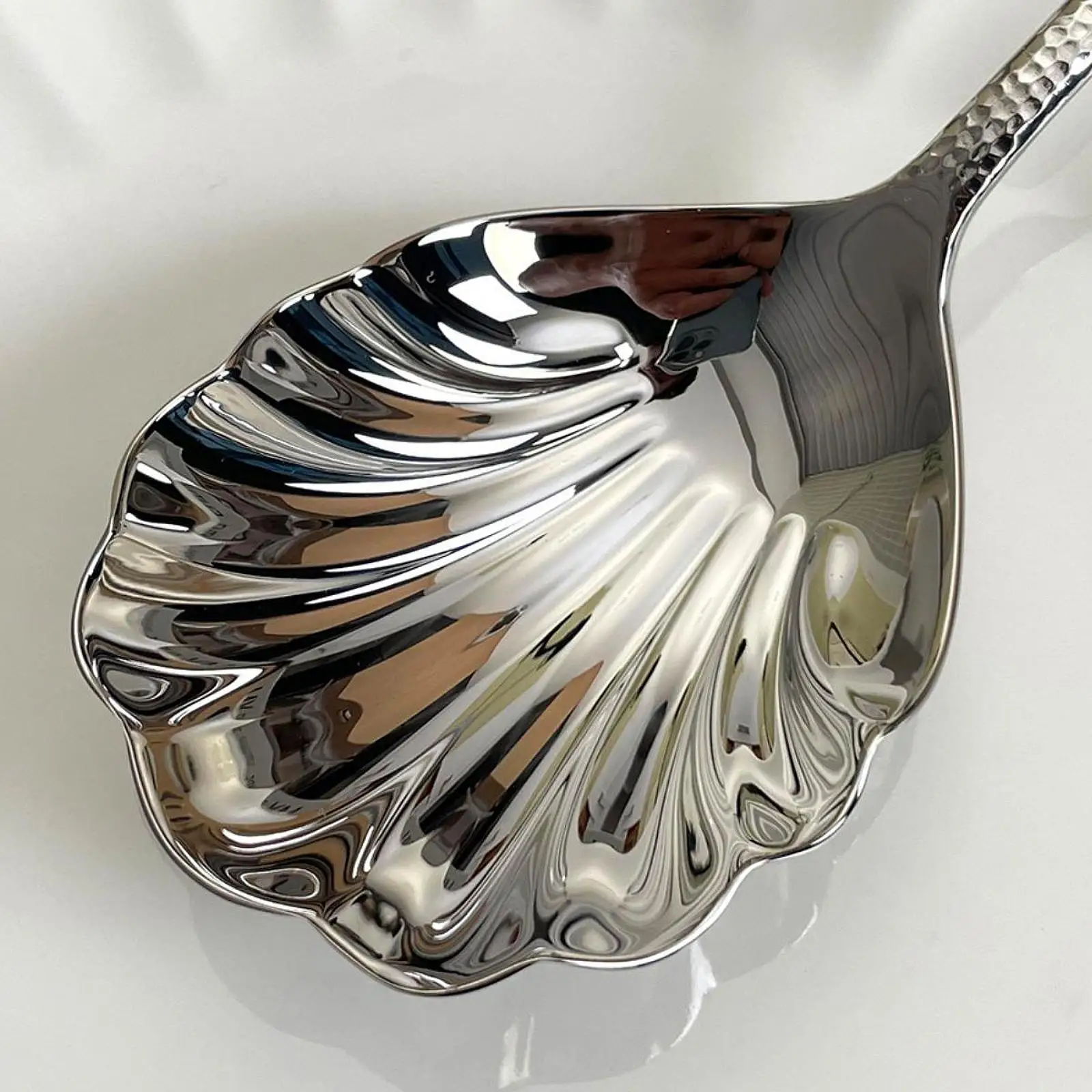 Large Serving Spoon for Buffet Shell Shape Stainless Steel Serveware Large for Catering Home and Commercial Dinner Buffet Hotel