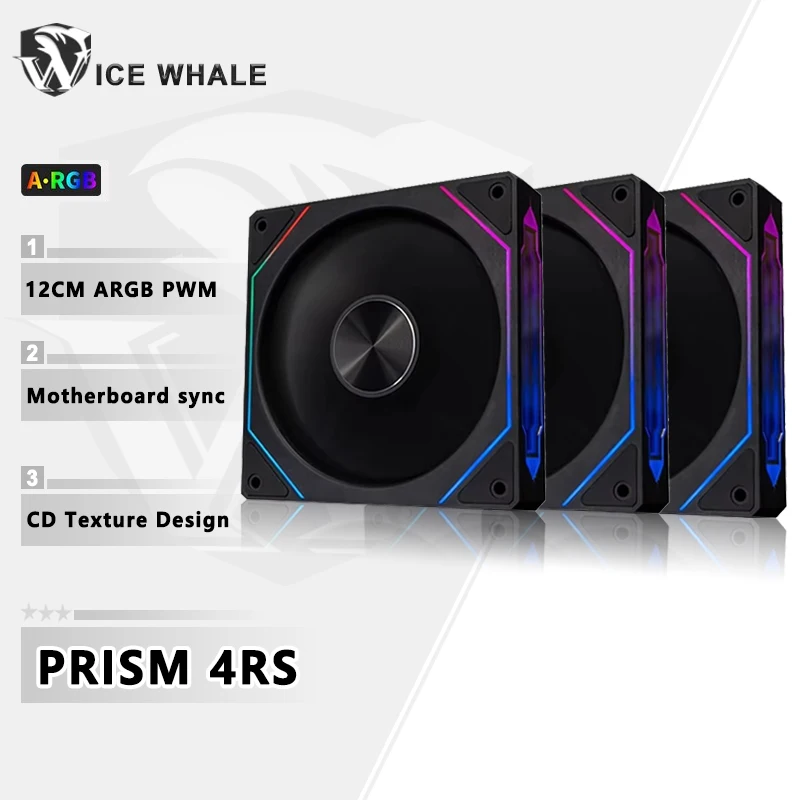 ICE Whale Prism 4RS ARGB PC พัดลม 120 มม.การออกแบบกระจก Infinity เมนบอร์ดแสง SYNC 4PIN PWM CPU Cooler พัดลม ventilador