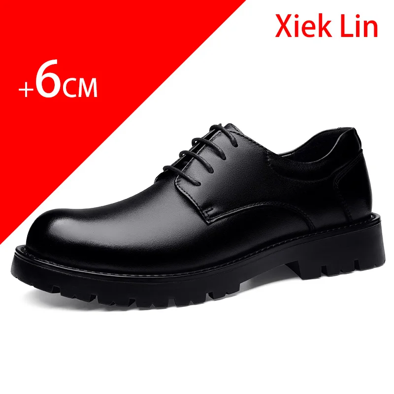 Mens heightening shoes Best selling Low heeled Casual Leather surface Waterproof Durable Thick sole Increase by 6 centimeters