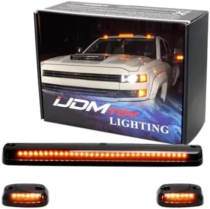 

iJDMTOY 3PC Smoked LED Cab Roof Lights for Chevy GMC 2500HD 3500HD & Universal Trucks