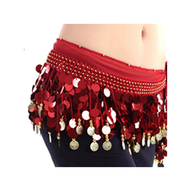 Шарф для танца живота, шифоновый треугольный металлический пояс с бахромой и блестками