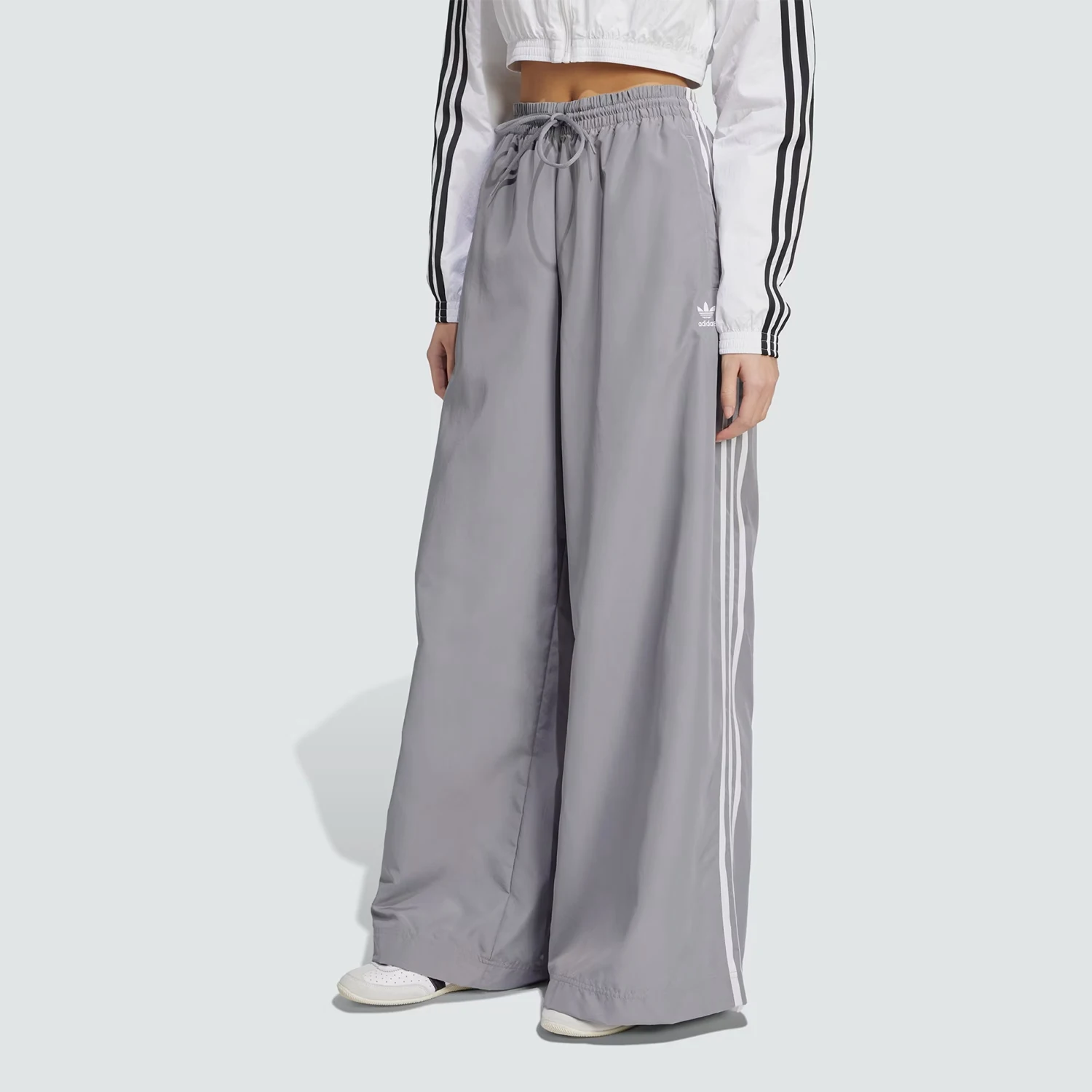Adidas genuine 2025 Three Stripes Women's Loose Wide Leg Pants Woven JD3389