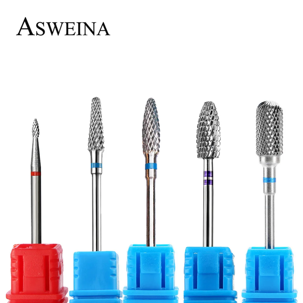 5pcs Carbide Nail Drill Bits Tungsten Milling Cutter Manicure Burr Pedicure Machine Nail Files Remove Gel Polish Nail Art Tools