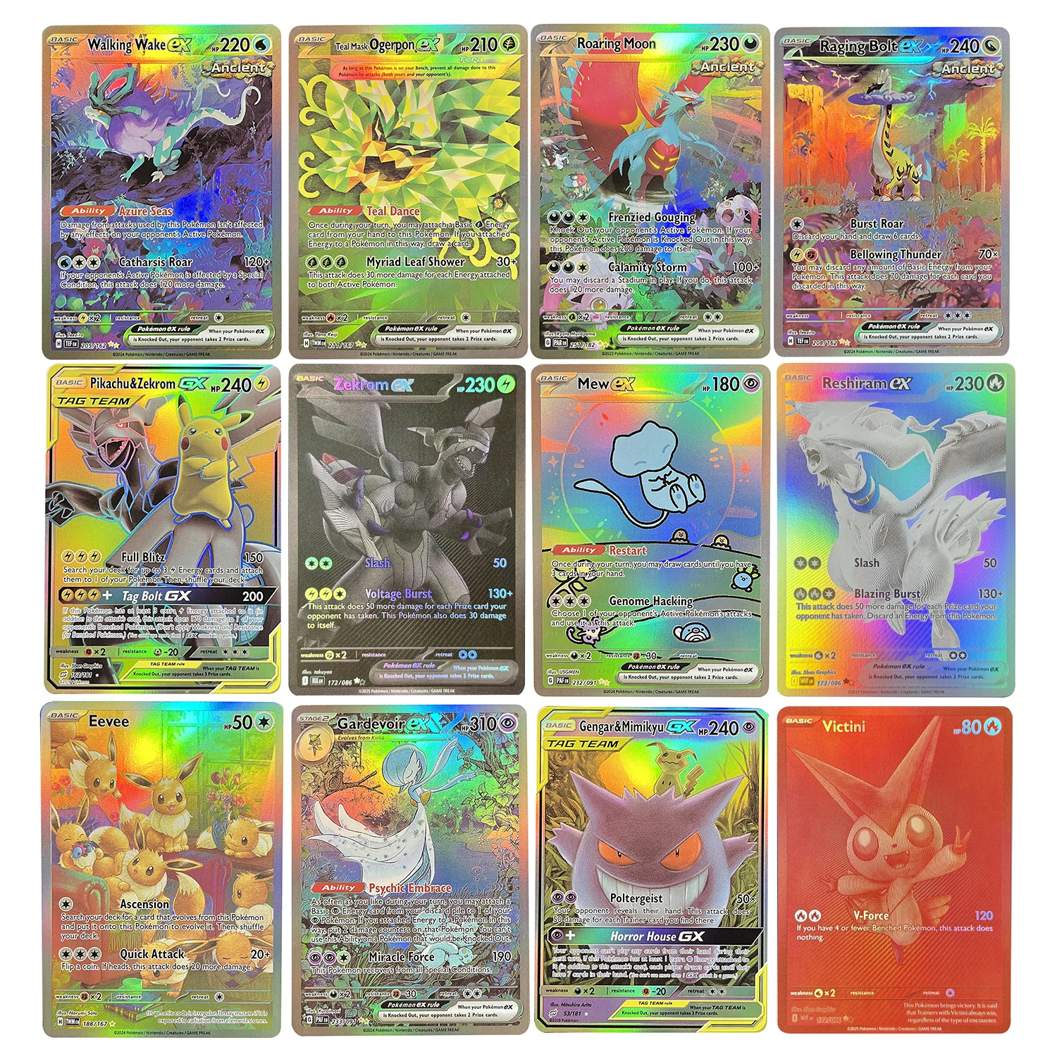 

PKM PTCG фольга игра коллекция торговых коллекций прокси карты Mew Gengar Eevee Magikarp хобби редкая коллекция боевые карты игрушки подарки