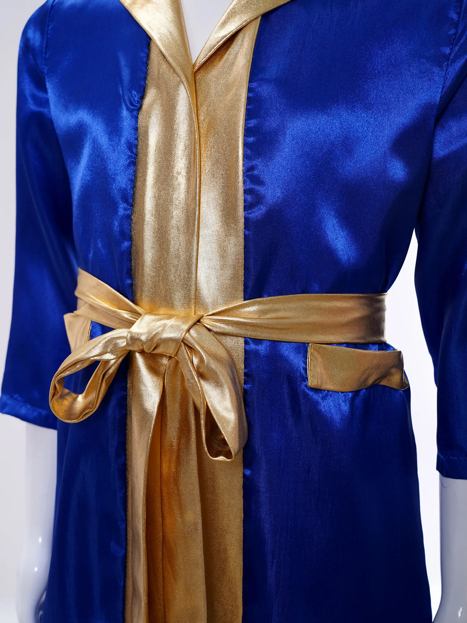 

Girls Boys Boxing Robe Long Sleeve Open Front Metallic Satin Hooded Robe Cloak Kickboxing Gowns Uniform for Halloween Masquerade