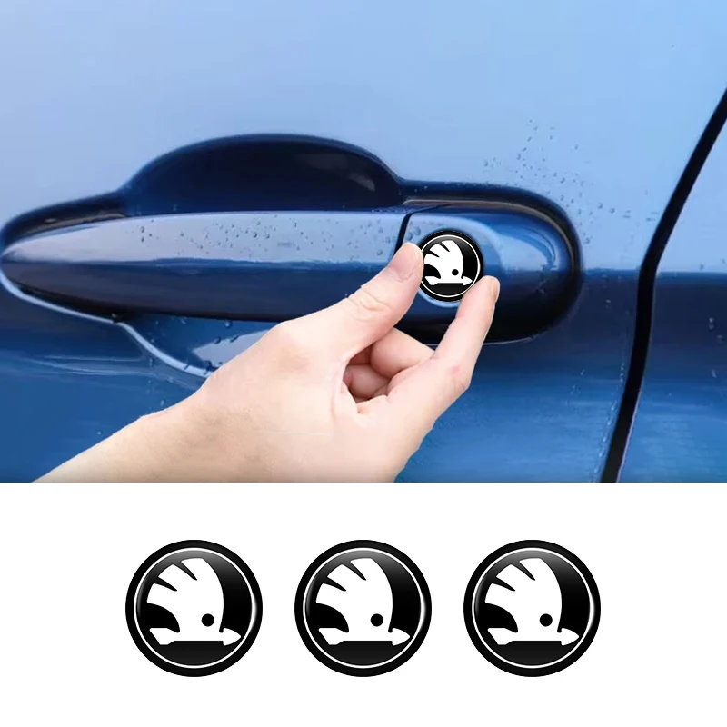 Car Door Lock Eye Protector Cover Keyhole Sticker AccessoriesFor Skoda Octavia Rapid Kodiaq Karoq Fabia Kamiq Superb Derivative