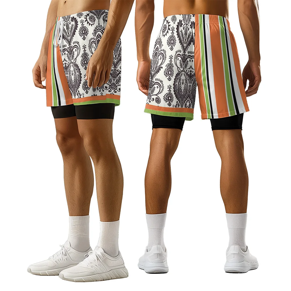 

2024 New Original Design Splicing Print 3D Printing Casual Outdoor Trend High Street Sports Speed Drying Basketball Men's Shorts