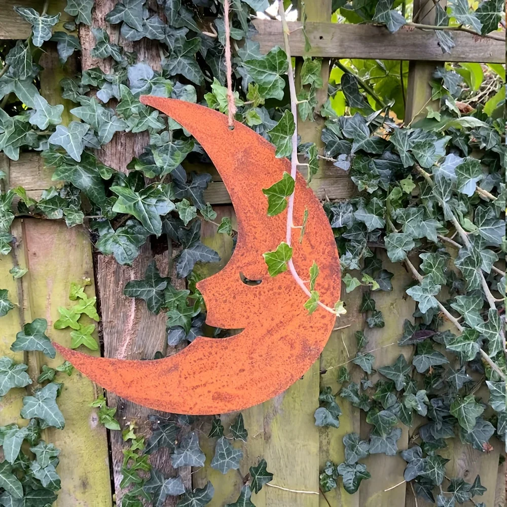 Rusty Metal Wind Spinner 1pc Star Moon Vintage Garden Ornament Garden Lover Gift Birthday Gift for Him - view 4
