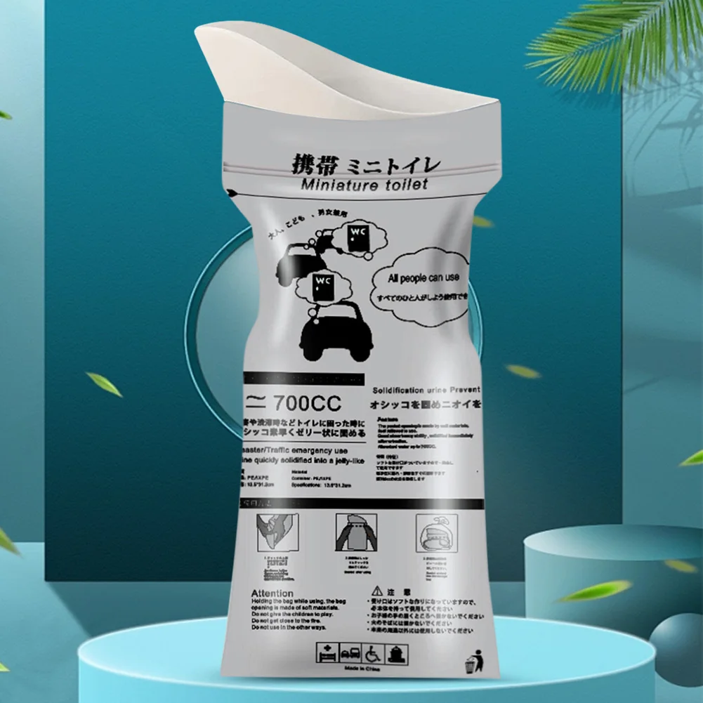 Tas urin darurat uniseks, perjalanan Mini Mobile Toilet anti bocor luar ruangan Toilet darurat untuk pria wanita anak-anak pasien 700ML