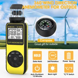 BTMTER-BT-881M Digital Anemometer, Measuring Wind Speed, Temperature, Single Compass Anemometer Outdoor Anemometer