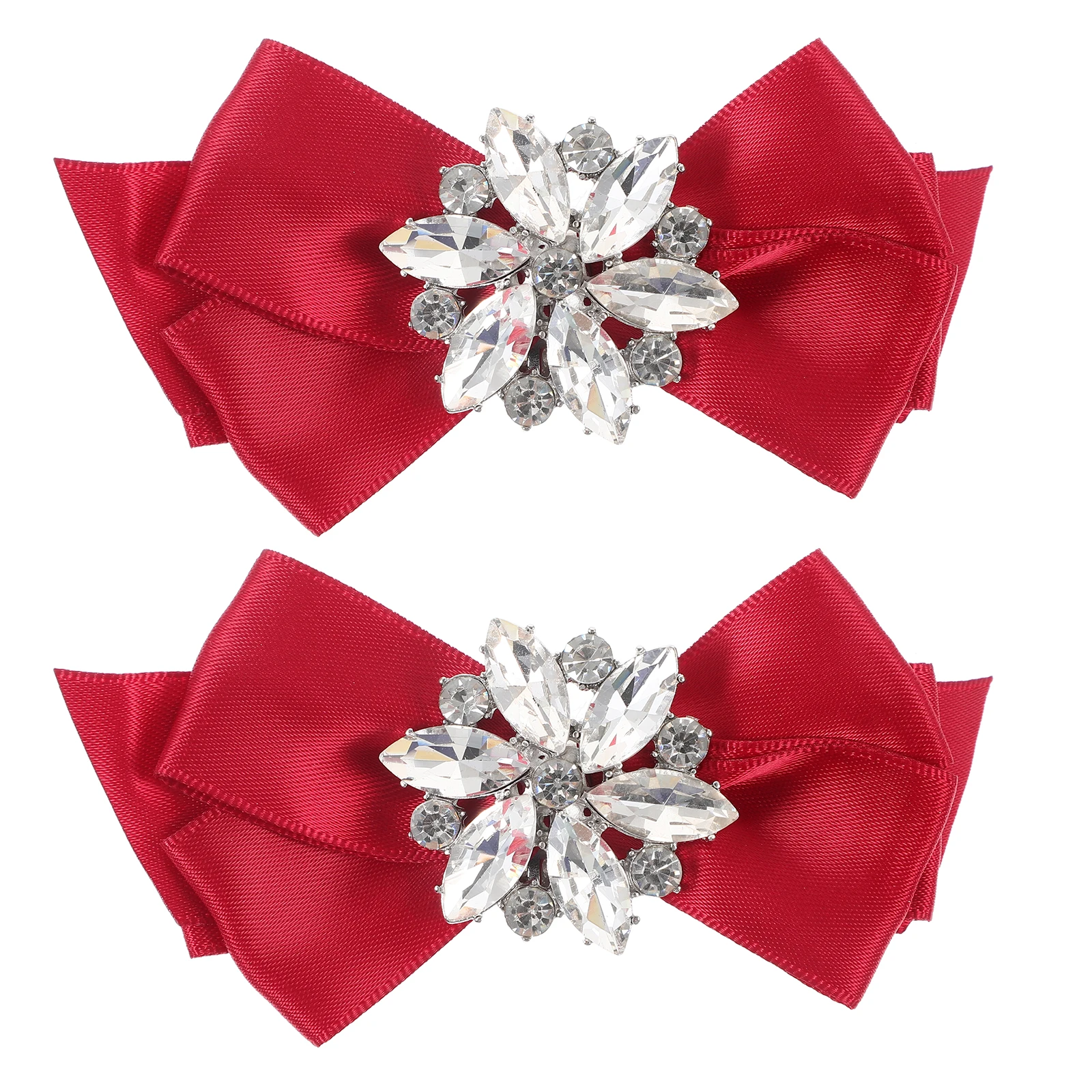 

Bow Shape Shoe Clips Artificial Crystal Bridal Shoes Buckle Wedding Flats Embellishments Detachable Toe