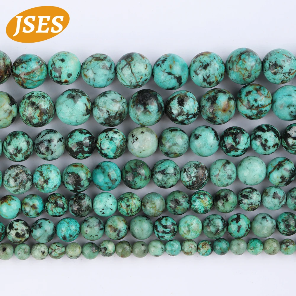 

Natural African Green Turquoise Spacer Loose Stone Beads for Jewelry Making 4 6 8 10MM Bracelet Necklace Charms DIY Accessories