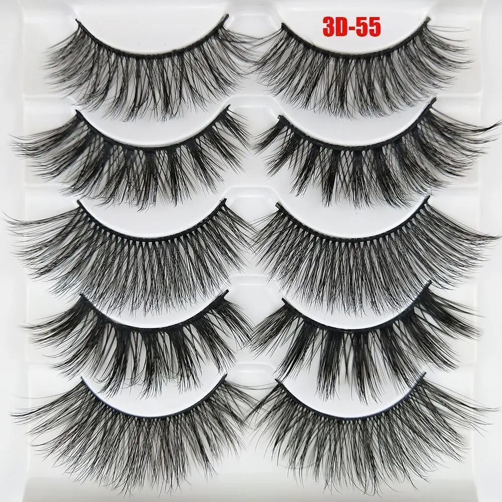 Fashion Cruelty-Free Beauty Makeup Handmade Full Strips Natural Long False Eyelashes Wispy Fluffy 3D Faux Mink Hair
