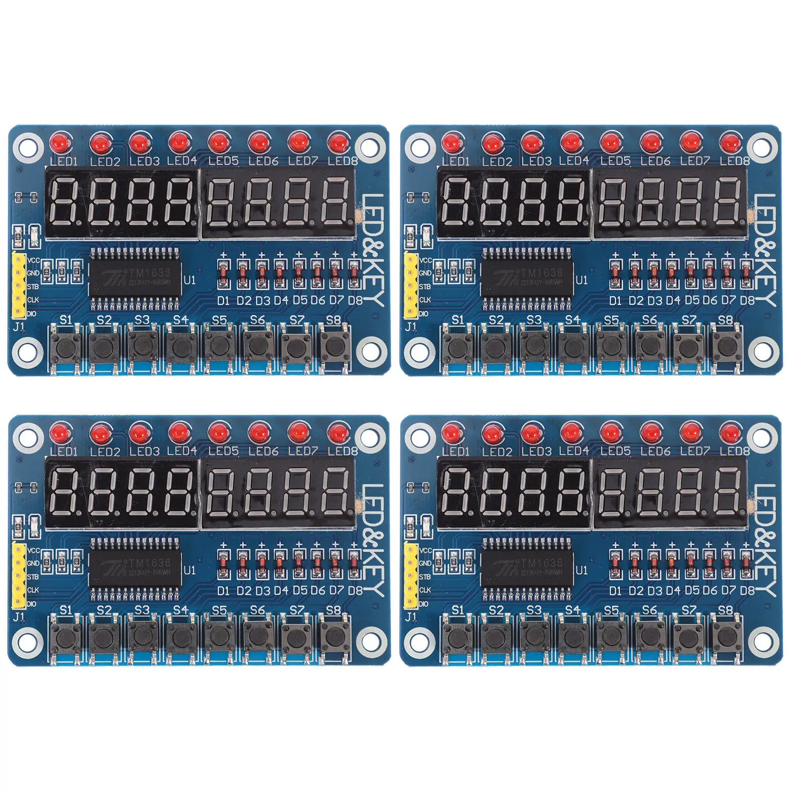 

4Pcs 8-Bit Tm1638 Display Keys LED Digital Tube Microcontroller Display Module for DIY Repair Upgrade