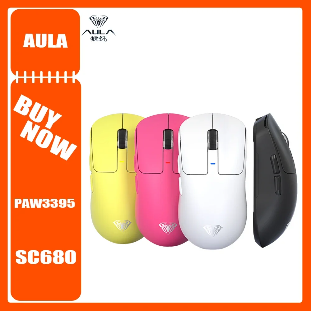 Aula Sc680 Wireless Mouse Paw3395 Sensor 8k Return Tri Mode Bluetooth E-Sports Gaming Mouse Gamer Accessory For Gamer Office