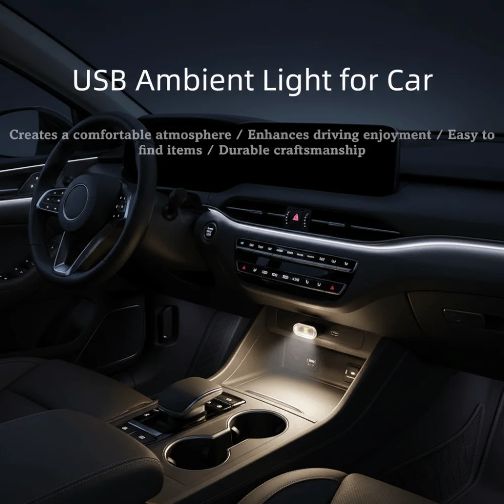 USB Powered Car Interior Light Plug and Play Mini USB Night Light Colorful Neon Style Decorative Ambient Light for Emergency Use