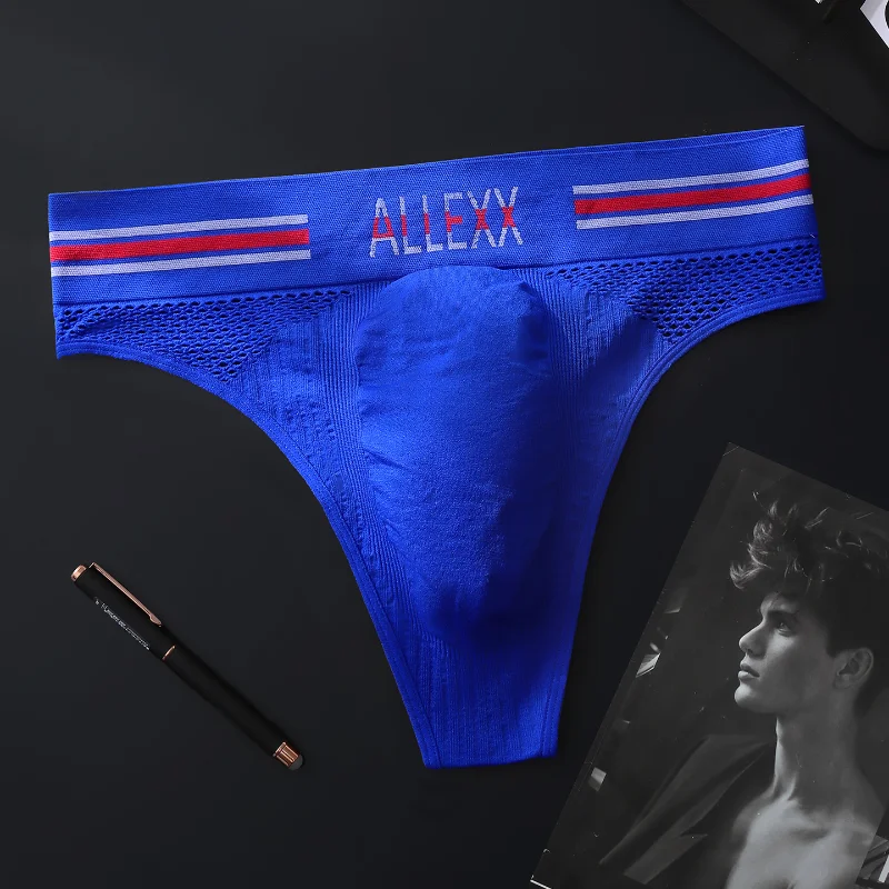 Men Thong Briefs Mesh Seamless 3d Space Capsule Pouch Underwear Ice Silk Breathable Underpants High Elastic Bikini Slip Homme
