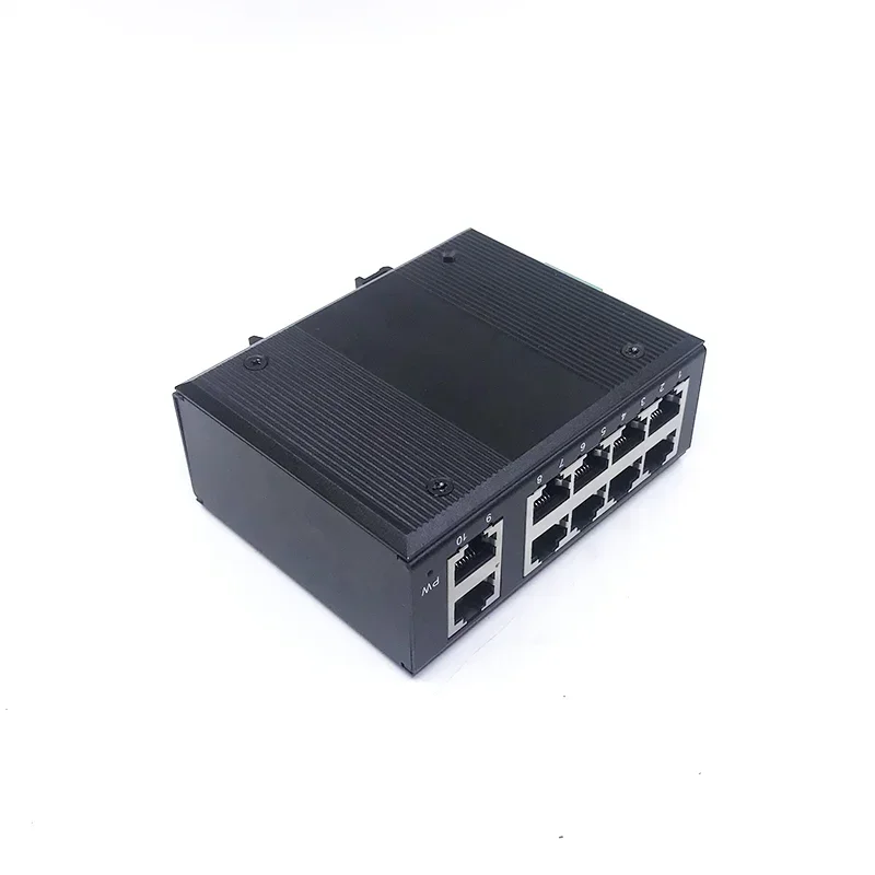 Unmanaged MINI 10 พอร์ต 10/100M 5V-58V 10 พอร์ต 100M พอร์ตอุตสาหกรรม ethernet switch ป้องกันฟ้าผ่า 4KV, anti-static 4KV