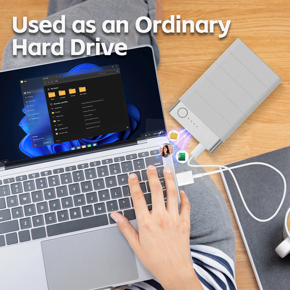 Disco duro externo portátil, dispositivo de almacenamiento para Android e iOS, 5000mAh, 500G/1TB, fuente de alimentación