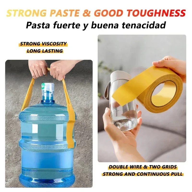 شريط لاصق مزدوج الجوانب رفيع للغاية وقوي، شبكة شفافة شديدة التحمل مقاومة للماء ولا تترك أثرًا، شريط سجادة شبكي قوي