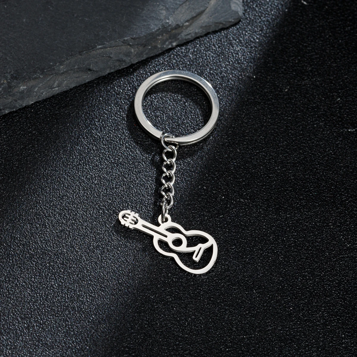 Musical Instrument Keychain For Women Stainless Steel Guitar Accordion Keyring Music Charms Festival Gift Diy Handmade Jewelry