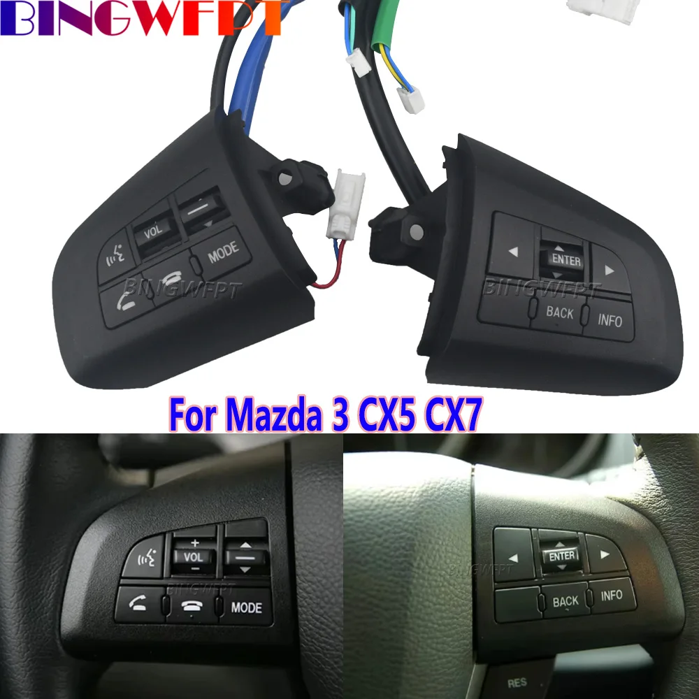 Car Multimedia Telephone Audio Volume Control Multifunctional Steering Wheel Button Switch For Mazda 3 BL CX5 CX7 2008-2013