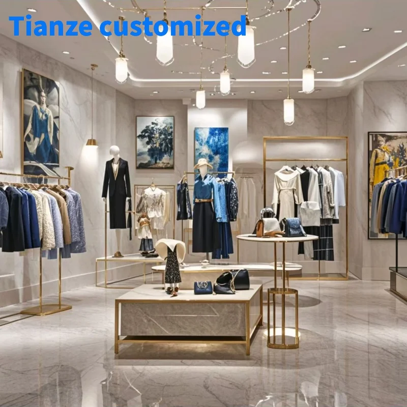 

[Customized] stainless steel clothing display rack clothing store design garment clothes display rack