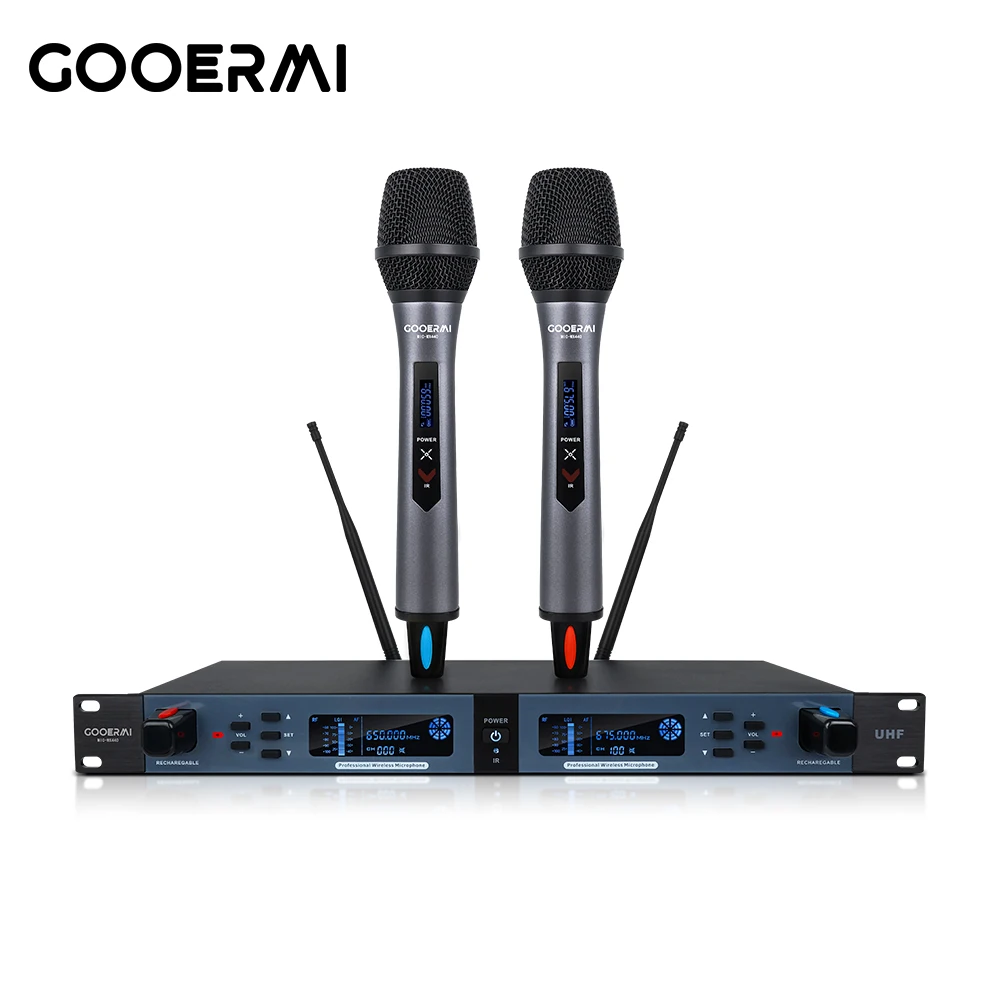 GOOERMI WX440 UHF Wireless Microphone System Cordless Handheld Mic with Auto Frequency Search for Stage Church Events