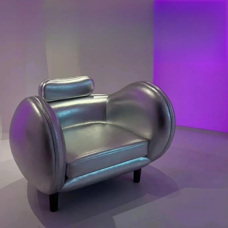 

Retro style punk style replica creative design store niche silver single sofa chair