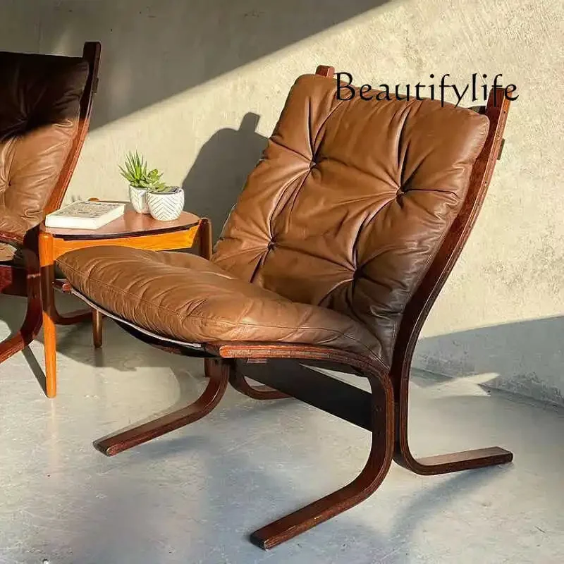 X35 Nordic Balcony Home Leisure Recliner Lazy Chair Retro Living Room Light Luxury Single Sofa Chair