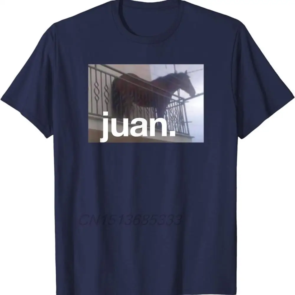 Juan Meme Horse on Balcony Men Vintage Cotton T-shirts Are You Serious Right Now Bro Funny Man Retro O-Neck Short Sleeve Tees