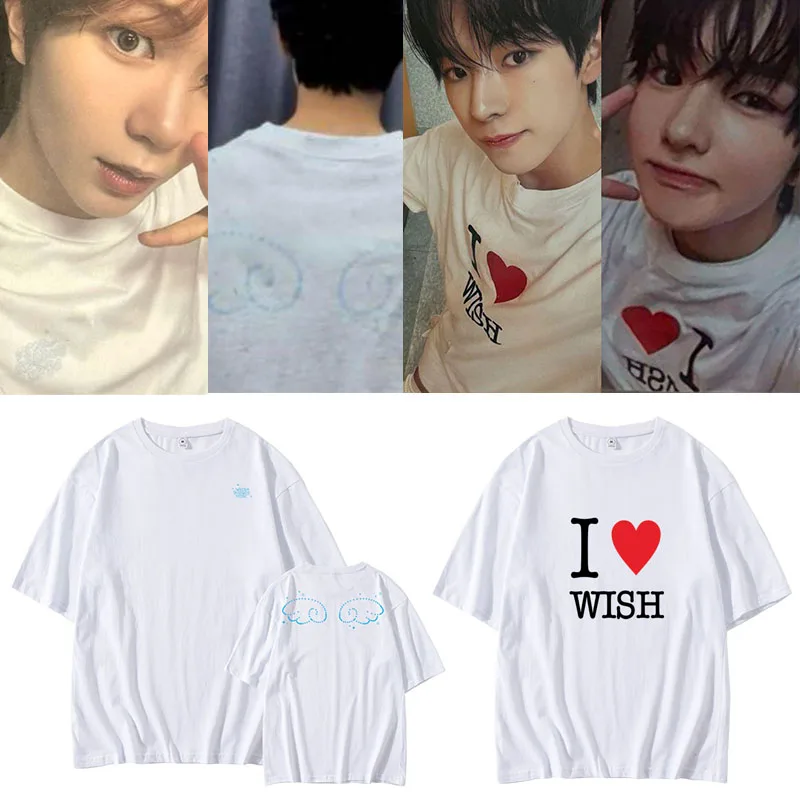 NCT WISH Concert T-Shirt ONSummer Wish Loose Fit Cotton Short Sleeve round Neck Printed Casual Top for Men And Women