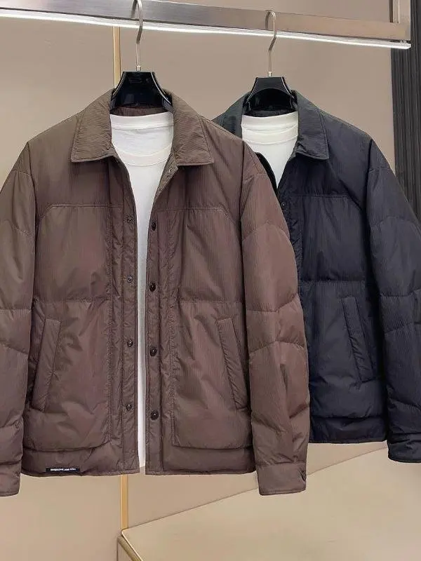 

Мужская легкая пуховая куртка с воротником, свободного кроя, модная зимняя теплая верхняя одежда из пуха, повседневный стиль