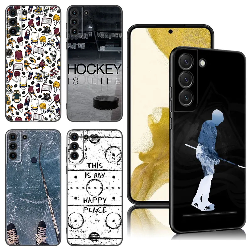 Ice Hockey Game Phone Case For Samsung Galaxy S20 S21 S23 FE S22 Ultra S10E S10 Lite S8 S9 Plus S7 Edge Black Silicone Cover