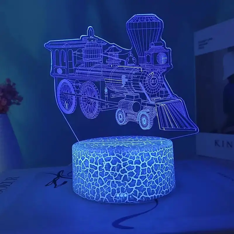 1pc  Train  3D Night Light, 3D Optical Illusion Lamp With Touch, 7-Color Changing Ambient Light For Bedroom