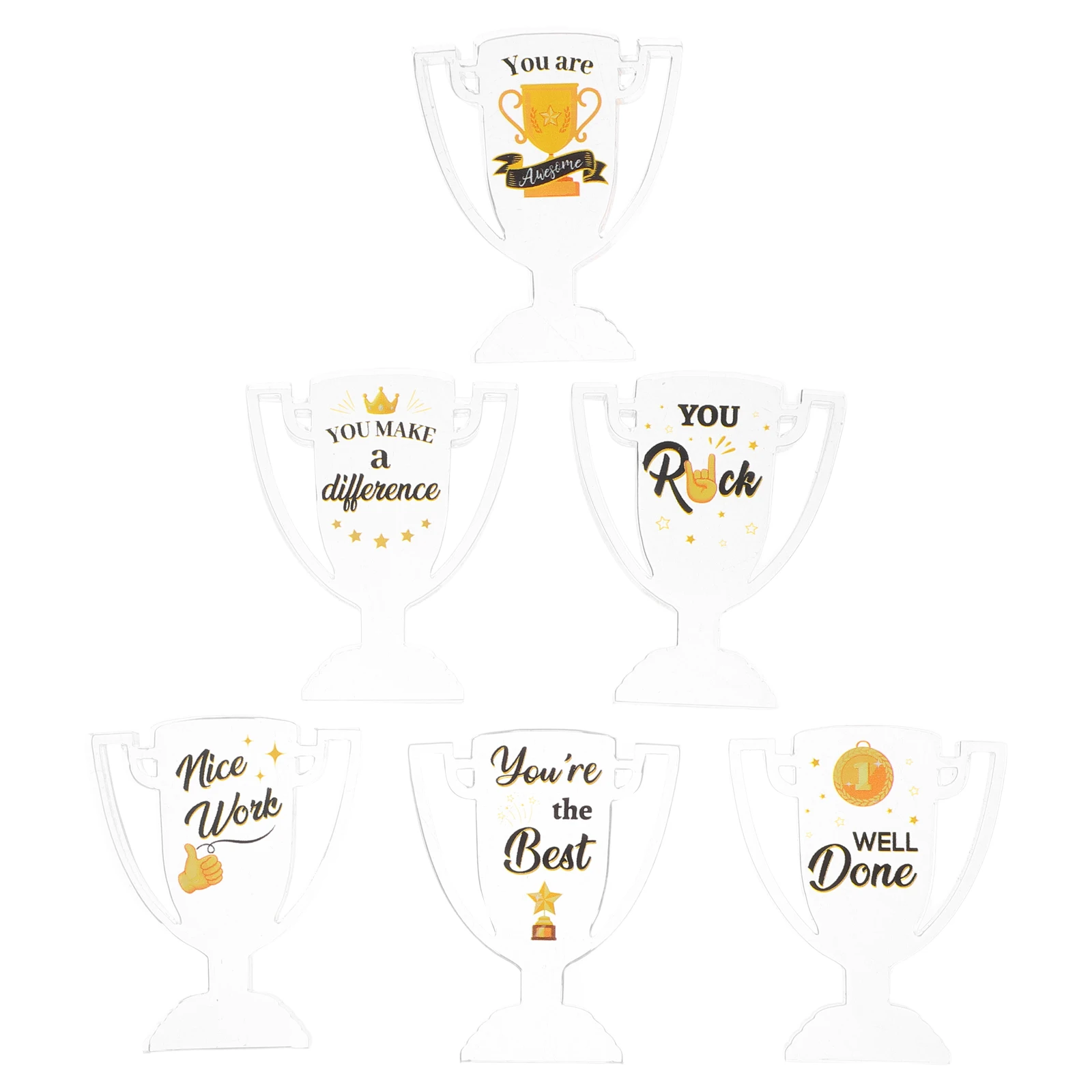 

6pcs Mini Acrylic Trophy Clear Thank You Plaque Employee Recognition Award Preschool Decor Office Reception Desktop Bookshelf