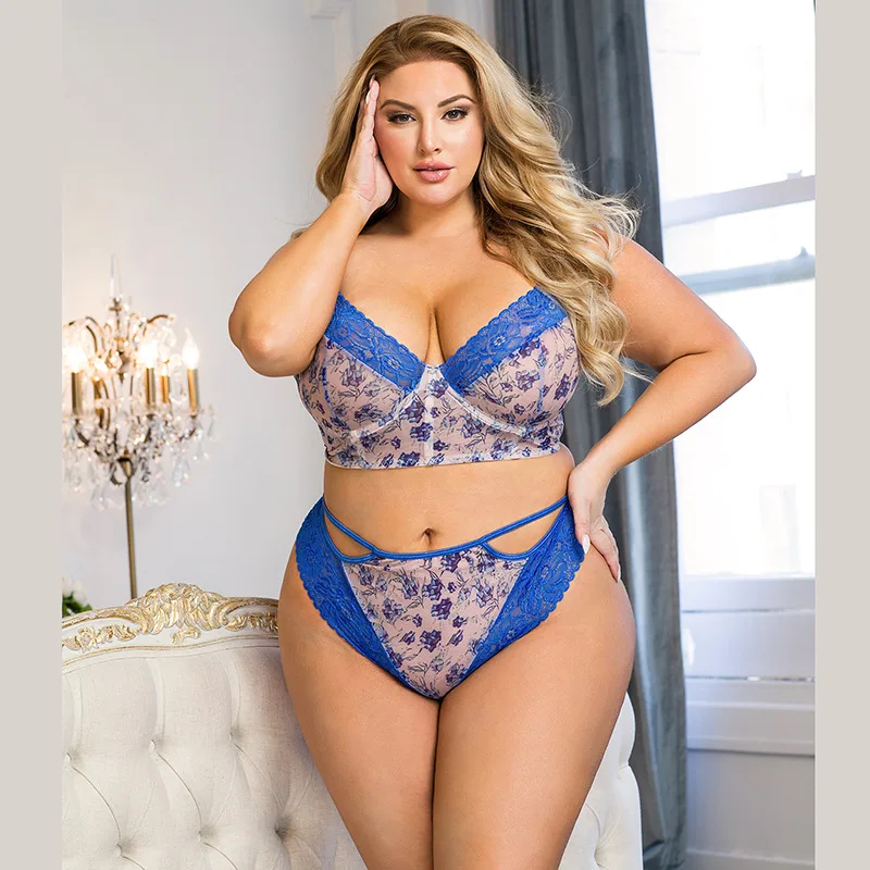 Plus Size sexy women lingerie sets pajama sets Bra and Panties Set with G-String for woman young ladies garters from M-5XL