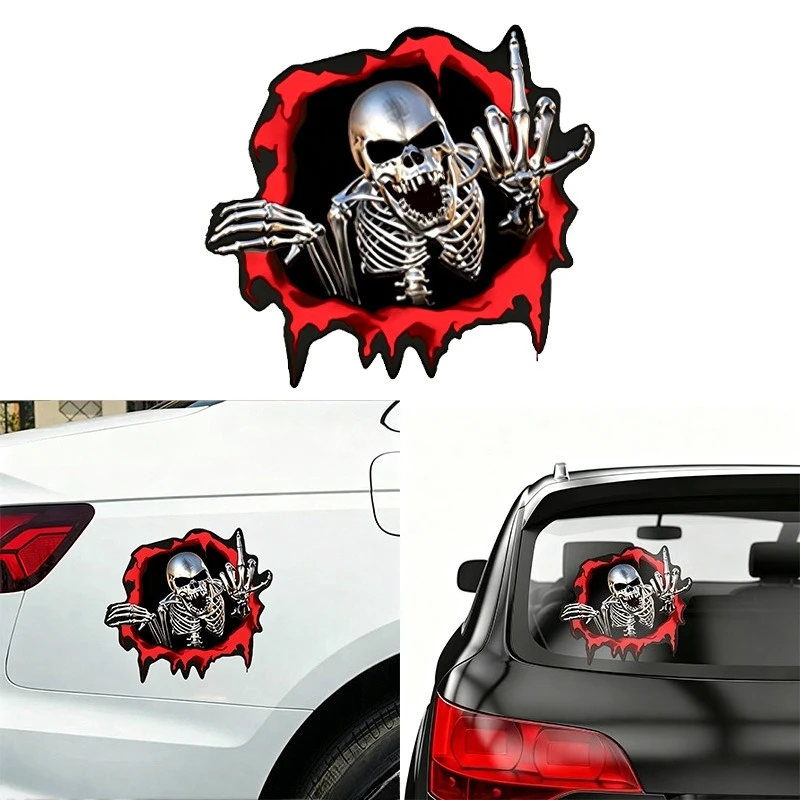 Cool Skeleton Vinyl Car Stickers for Car Bumpers, Windows, Motorcycle Fuel Tanks, Helmets, and Laptop Decorations