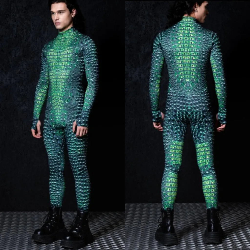 

Women Men Animals 3D Digital Crocodile Pattern Printing Halloween Party Role Play Outfit Cosplay Costume Carnival Jumpsuit