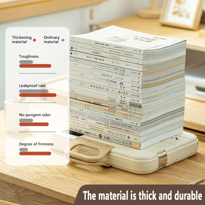 Cajas de archivo transparentes de plástico portátil con asa, caja de almacenamiento de papel transparente de gran capacidad A4, resistente