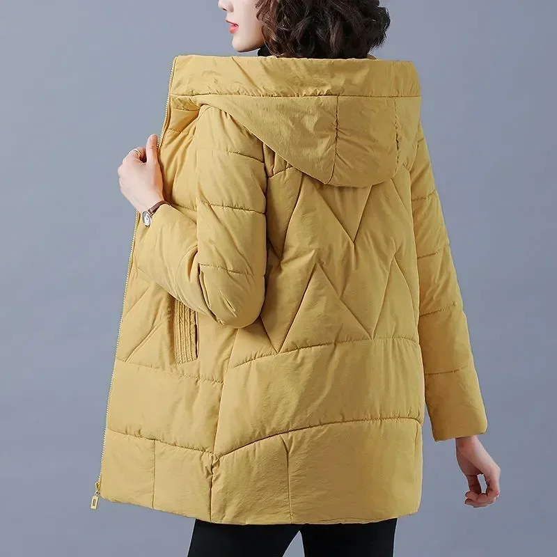 2024 nuova giacca invernale da donna Parka lungo caldo cappotto femminile addensato giacca Parka imbottita in cotone capispalla con cappuccio