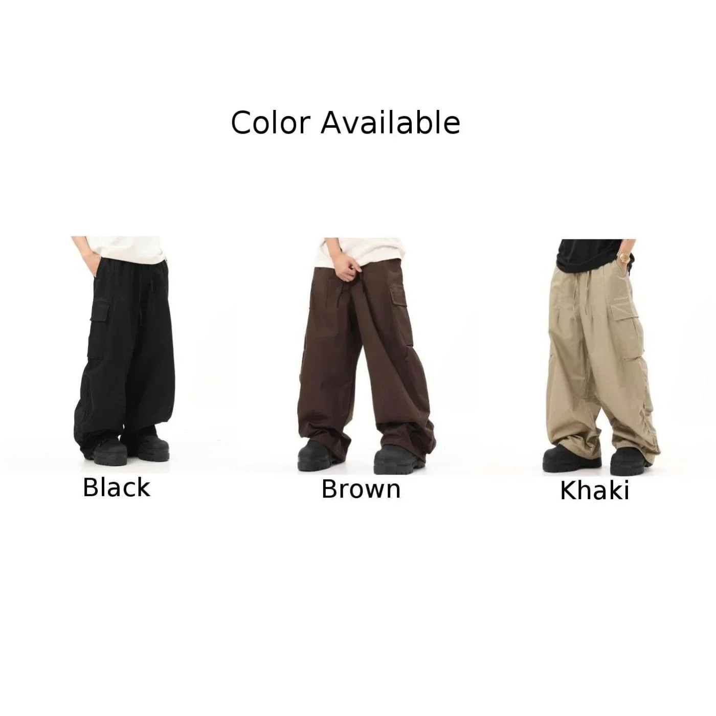 Pantalones Cargo con múltiples bolsillos y solapa de diseño clásico, pantalones Cargo holgados con cordón para hombre, para monopatín, calle, acampar al aire libre