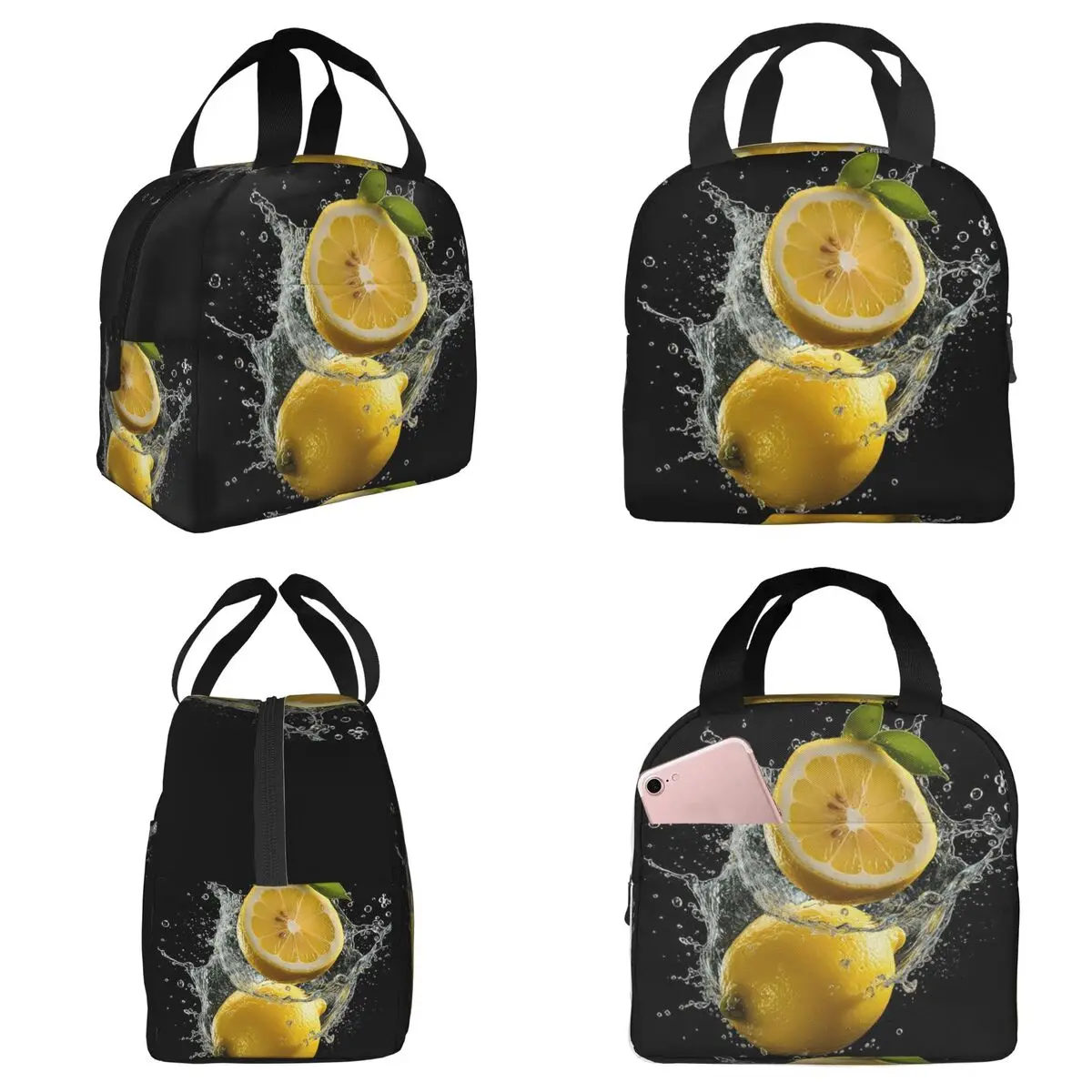 

Термосумка для обедов Happy Water Slice Lemon Pattern для женщин, офисная термосумка-холодильник, портативный контейнер для еды